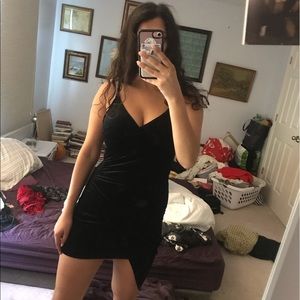 Black bodycon wrap dress